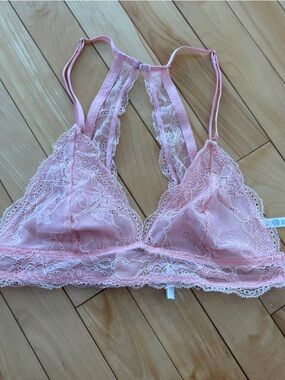 Pink lace bralette Rose + vine Size M Racerback